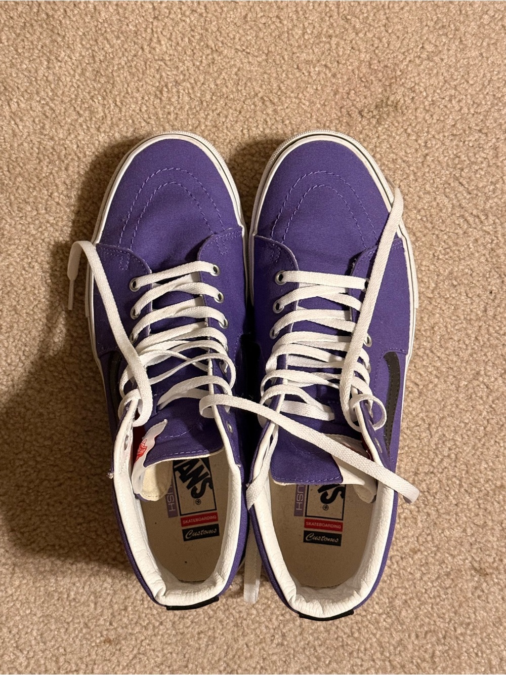 Vans Purple High-Top Canvas Sneakers with White Laces